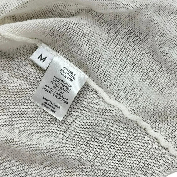 Margaret O’Leary Ivory Semi Sheer Knit Linen Tunic Top M - Picture 3 of 4